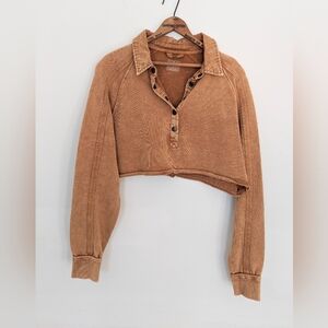 Free People Movement Cropped Sweatshirt Mustard